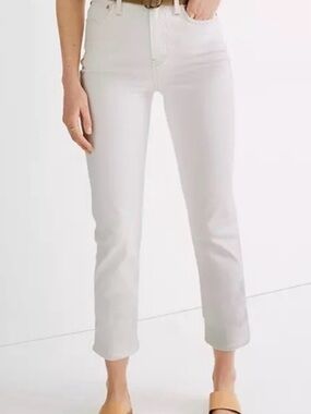 Madewell Straight Jeans Womans White Denim Cropped Sz 31 High-Rise Minimalist
